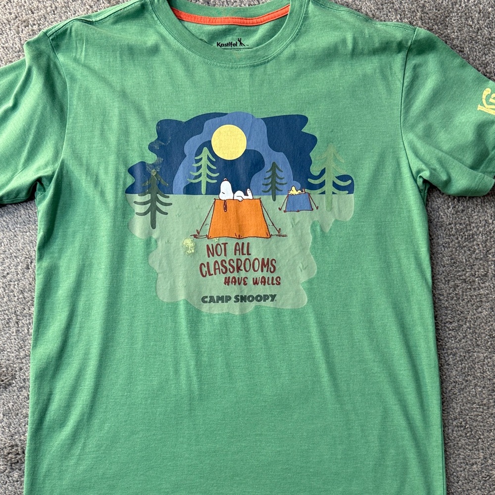 Kids Green Camp Snoopy T-Shirt